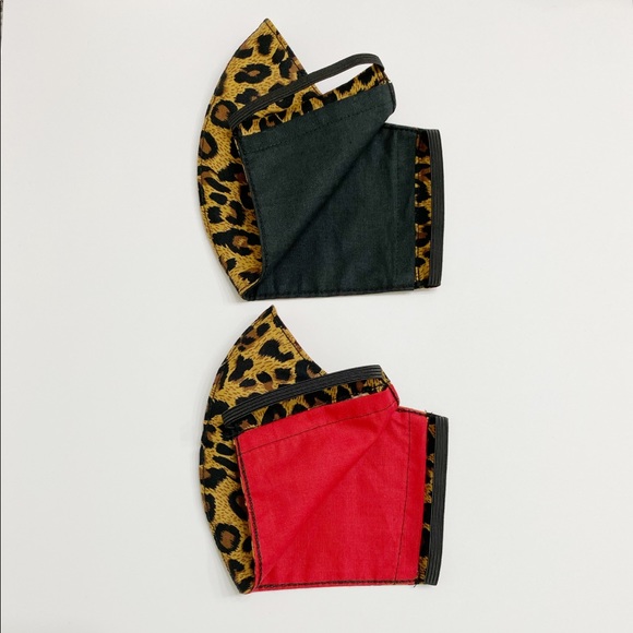 CHEETAH / LEOPARD Print Face Mask w/ BLACK Lining - Picture 4 of 5